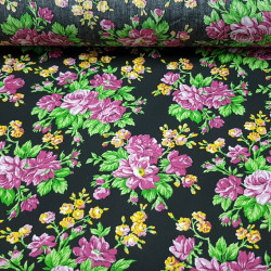 Algodón Cretona Catalana Flores Lila Algodón Cretona Catalana Flores Lila