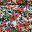 Crepe Daisy Flowers fabric - Koshibo type crepe fabric with drawings of flowers and daisies on a white background. The fabric is 150cm wide and its composition is 100% polyester.