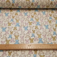 Flannel Bears fabric - Flannel fabric for children with drawings of colored bears in the background to choose: light blue or cream. Fabric that brings warmth to your clothing, since the flannel is a fabric widely used for garments in cold weat