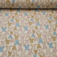 Flannel Bears fabric - Flannel fabric for children with drawings of colored bears in the background to choose: light blue or cream. Fabric that brings warmth to your clothing, since the flannel is a fabric widely used for garments in cold weat