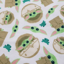 Cotton Flannel Baby Yoda Mandalorian White Cotton Flannel Baby Yoda Mandalorian White