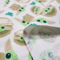 Cotton Flannel Baby Yoda Mandalorian White Cotton Flannel Baby Yoda Mandalorian White