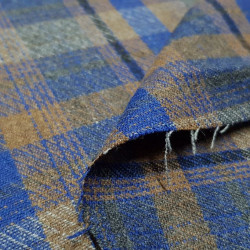 Wool Check Liverpool Blue Brown Wool Check Liverpool Blue Brown