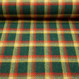 Wool Plaid Scottish Green Red Yellow fabric - Wool fabric with scottish plaid pattern in green, yellow and red tones. Ideal for making coats and other winter clothes. The fabric is 150cm wide and its composition is 100% wool.