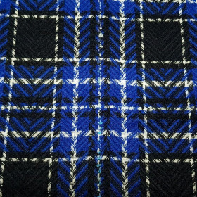 Lana Cuadro Tartán Azul Negro Blanco