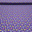 Tela Algodón Manzanas Margaritas - Tela de algodón 100% con dibujos de manzanas de colores intercaladas con margaritas. Esta tela se presenta en dos fondos disponibles: violeta y azúl mar