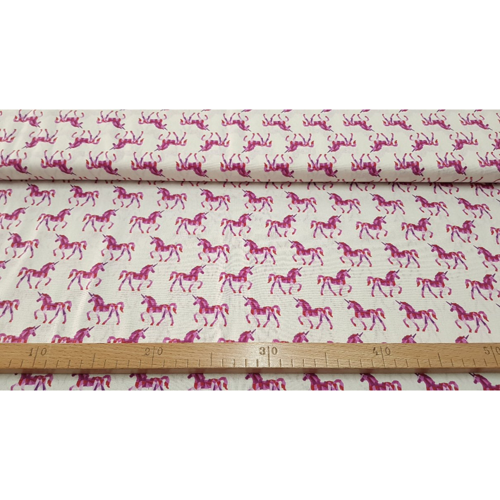 Cotton Unicorns Fuchsia Geometry fabric Textil Siles fabric store