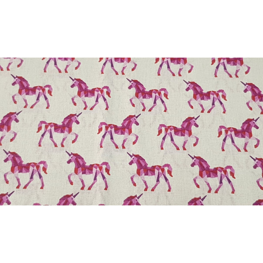 Cotton Unicorns Fuchsia Geometry fabric Textil Siles fabric store