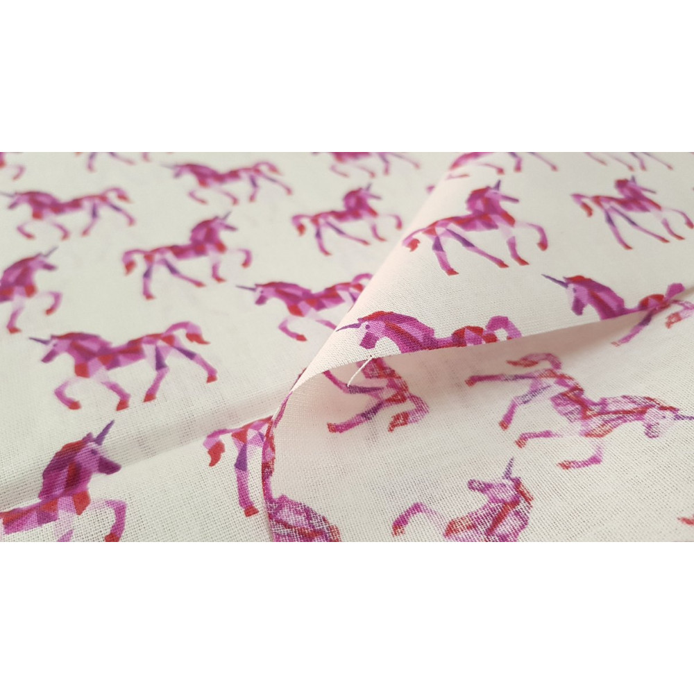Cotton Unicorns Fuchsia Geometry fabric Textil Siles fabric store