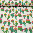 Cotton Cactus Ágatha Ruiz de la Prada fabric - Licensed cotton fabric with cactus drawings in pots, many shapes of hearts and the colors of Ágatha Ruiz de la Prada. All on a white background. A beautiful fabric! The fabric is 140cm wide and its compositio