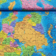 Cotton World Map Colors fabric - Cotton fabric with a great drawing of the world map with different countries of different colors. It is not a real real world map, since there are continents very close to each other. The fabric is 150cm wide and its