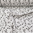Cotton Musical Notes fabric - Satin cotton fabric with drawings of musical notes on a white background. The fabric is 140cm wide and its composition is 100% cotton.