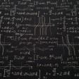 Algodón Fórmulas Matemáticas - Tela de algodón popelín con dibujos de fórmulas matemáticas escritas en blanco sobre un fondo negro. La tela mide 150cm de ancho y su composición 100% algodón.