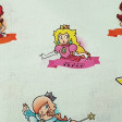 Cotton Super Mario Princess fabric - Cotton license fabric with the characters of the famous Super Mario video game. In this fabric the princesses Peach, Rosalina and Daisy appear on a light water-colored background.