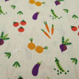 Cotton Vegetables fabric - American width cotton fabric with drawings of vegetables such as tomatoes, carrots, onions... on a light background. This fabric is part of the Vegetable Patch collection by The Craft Cotton Company, designed by Vict