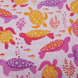 Algodón Tortugas Fondo Rosa