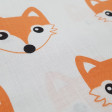 Cotton Foxes fabric - Children's theme cotton poplin fabric with pretty drawings of little foxes on a white background. The fabric is 160cm wide and its composition is 100% cotton.