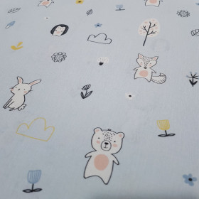 Algodón Animales del Bosque Azul Algodón Animales del Bosque Azul