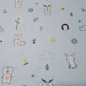 Algodón Animales del Bosque Azul Algodón Animales del Bosque Azul