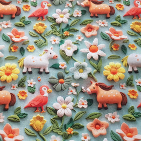 Cotton Animals Flowers 3D Effect Cotton Animals Flowers 3D Effect