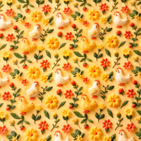 Cotton Chickens Flowers 3D Effect Cotton Chickens Flowers 3D Effect