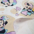 Disney Cotton Minnie Mermaid fabric - Children's themed cotton fabric with the Disney character Minnie the little mermaid and drawings of fish and anchors, all with lots of color!