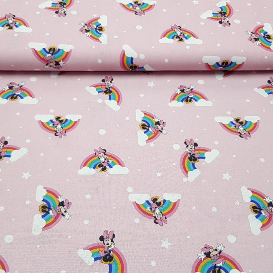 Cotton Disney Minnie Rainbow Pink fabric - Algodón Disney Minnie Arcoiris - Algodón Disney Minnie Arcoiris Rosa - Cotton Fabrics