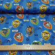 Tela Algodón Patrulla Canina - Tela de algodón infantil de licencia con los personajes de la Patrulla Canina sobre un fondo azul.