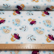 Cotton Disney Frozen 2 Anna Elsa Olaf White fabric - Disney cotton fabric with the characters from the Frozen 2 animated film on a white background with snowflakes. The characters Anna, Elsa and Olaf appear. The fabric is 110cm wide and its composition 10