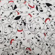 Cotton Disney 101 Dalmatians fabric - Disney children's cotton fabric with the drawings of 101 Dalmatians in which the dog Pongo, Perdita and their puppies appear on a white background. The fabric is 110cm wide and its composition 100% cotton.
