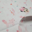 Disney Cotton Minnie Foxes fabric - Disney licensed cotton fabric with drawings of the character Minnie with little foxes, birds and flowers on a white background. The fabric is 110cm wide and its composition is 100% cotton.