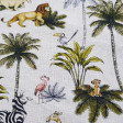 Cotton Disney The Lion King Jungle C fabric - Disney licensed cotton fabric with drawings of the characters from the movie the Lion King in the jungle. The fabric measures between 140-150cm wide and its composition is 100% cotton.