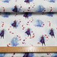 Cotton Disney Frozen 2 Elsa Anna Leaves fabric - Disney licensed cotton fabric with drawings of the characters from the movie Frozen 2, Elsa and Anna in the forest on a light background with leaves moved by the wind. The fabric is 150cm wide and its compo