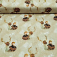Cotton Disney Frozen 2 Kristoff and Sven fabric - Disney digital cotton fabric with the characters Kristoff and Sven from the movie Frozen 2 on a sand-colored background with white trees. The fabric is 110cm wide and its composition 100% cotton.