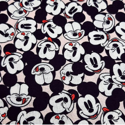 Cotton Disney Mickey Faces Allover Pink