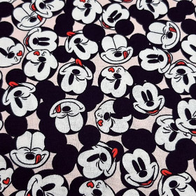 Cotton Disney Mickey Faces Allover Pink