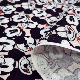 Cotton Disney Mickey Faces Allover Pink