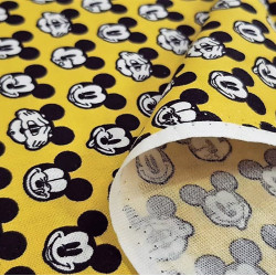 Cotton Disney Mickey Faces Yellow Cotton Disney Mickey Faces Yellow
