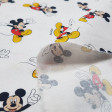 Cotton Disney Mickey Mouse fabric - Disney licensed cotton fabric with drawings of the Mickey character on a white background. The fabric measures between 140-150cm wide and its composition is 100% cotton.