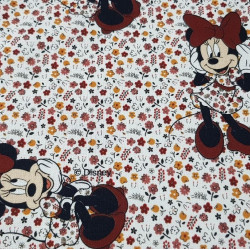Algodón Disney Minnie Flores Blanco