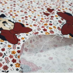 Algodón Disney Minnie Flores Blanco