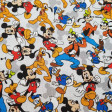 Cotton Disney Characters Collage White fabric - Licensed cotton poplin fabric with drawings of classic Disney characters such as Mickey Mouse, Donald, Pluto... forming a collage on a white background. The fabric is 140cm wide and its composition is 100% c