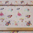 Cotton Disney Princesses Magical Memories fabric - Disney licensed cotton fabric with drawings of princesses from various films such as Ariel, Bella, Cinderella, Aurora, Snow White, Rapuntzel... on a pink background. The fabric measures between 140-150cm 