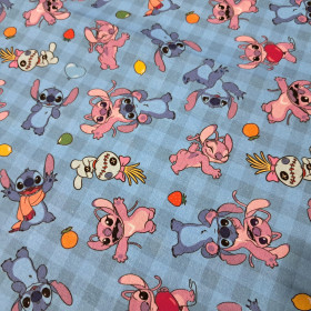 Cotton Disney Stitch Angel Gingham Check
