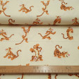 DIsney Tigger Cotton Yellow fabric - Disney licensed cotton fabric with drawings of the character Tigger from the endearing movie and series Winnie the Pooh, on a light yellow background. The fabric is 140cm wide and its composition is 100% cotton.