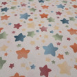 Cotton Multicolored Stars Illusion fabric Cotton Multicolored Stars Illusion fabric - Cotton poplin fabric with multicolored star patterns in a gradient effect on a white background. The fabric is 150 cm wide and is made of 100% cotton.