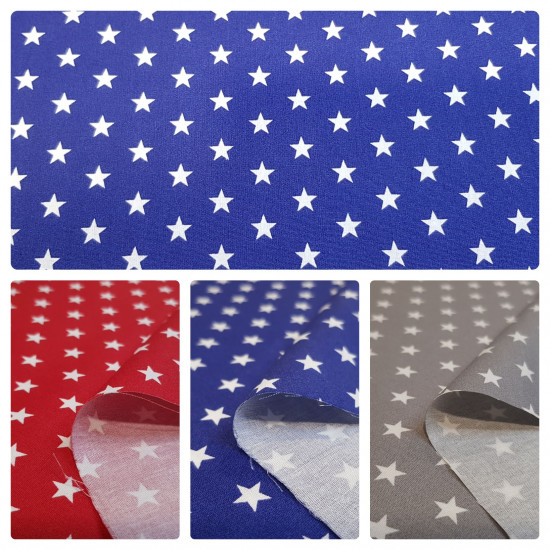Cotton Medium Stars fabric - Cotton poplin fabric with drawings of medium stars on various backgrounds to choose from. The fabric is 150cm wide and its composition is 100% cotton.