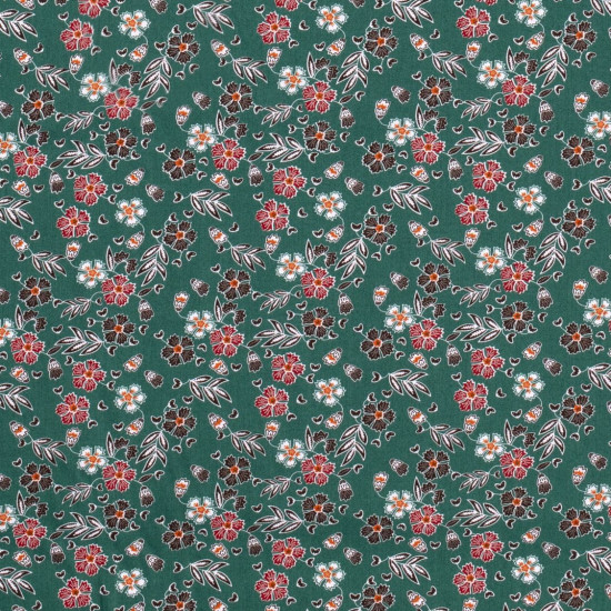 Cotton Country Flowers 5006 fabric - Cotton poplin fabric with flower patterns on various colored backgrounds. Model 15828. The fabric is 140cm wide and its composition 100% cotton