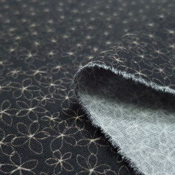 Algodón Flores Flora Negro Algodón Flores Flora Negro