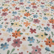 Cotton Flowers Colors Illusion fabric - Cotton poplin fabric with multicolored floral patterns and a gradient effect on a white background. The fabric is 150 cm wide and is made of 100% cotton.